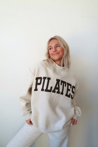 *PRE-ORDER* - Pilates/Yoga Reversible Mock Neck Sweatshirt - Ash Grey & Brown
