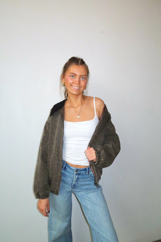Oversized Muted Leopard Denim Barn Jacket