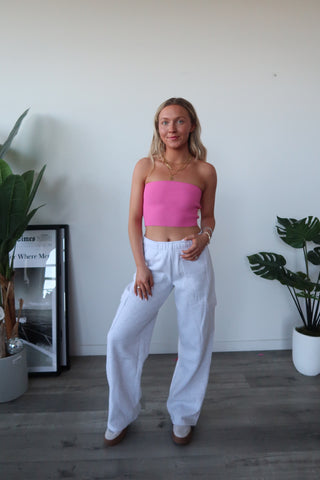 Pink Ribbed Tube Top