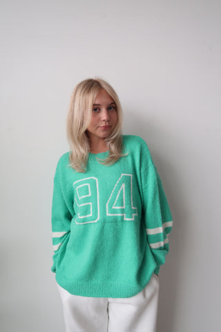 Bright Green “94” Jersey Sweater