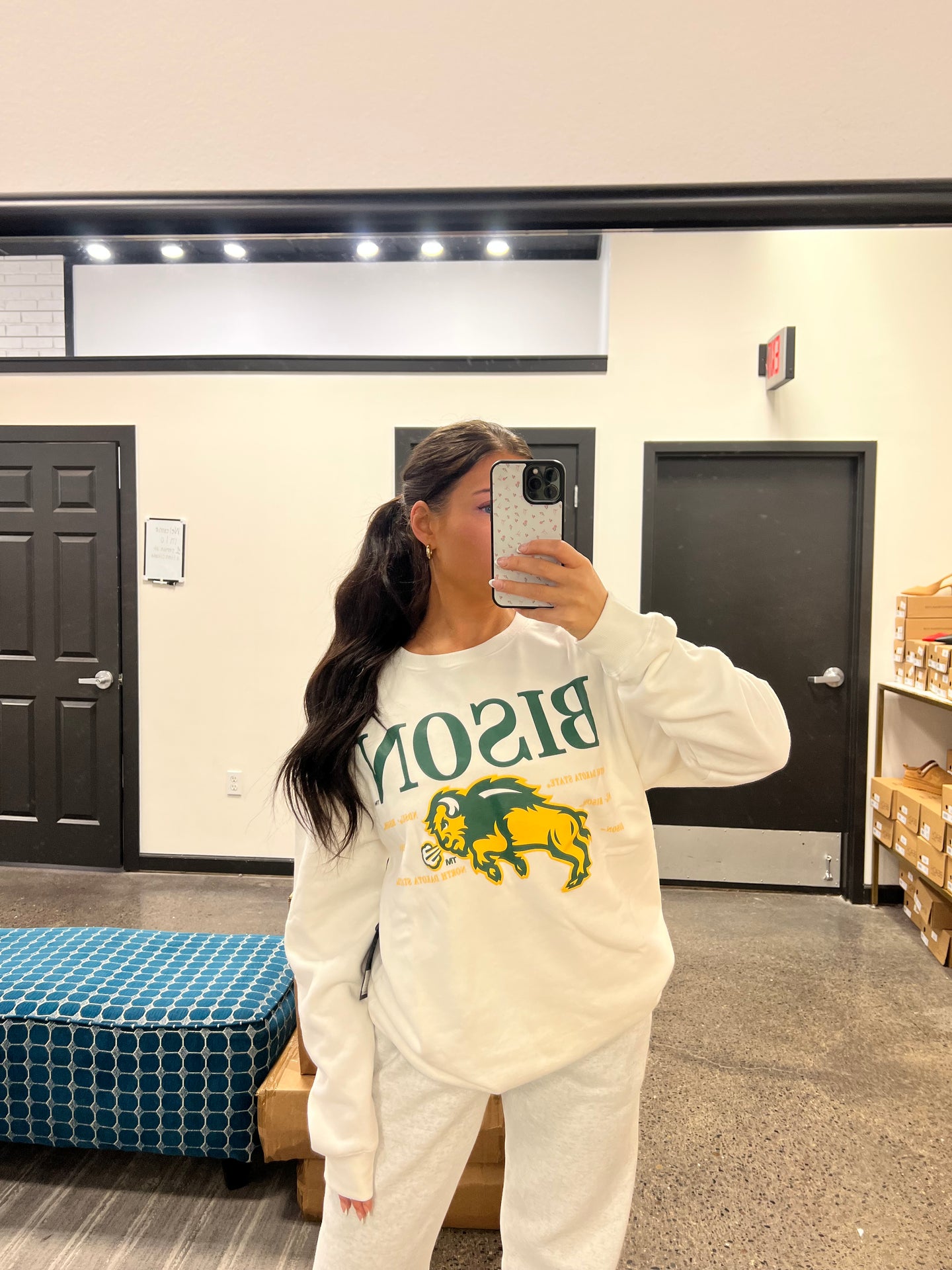 White NDSU Comfort Crewneck