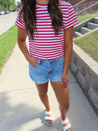 Red Stripe Short Sleeve T-Shirt