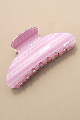 Pink Big & Mini Striped Oval Hair Clip