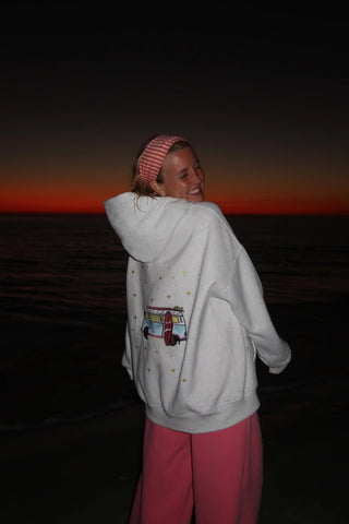 Pearl Grey Star Van Embroidered Hoodie