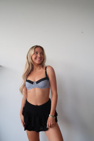 Black And White Gingham Underwire Bikini Top