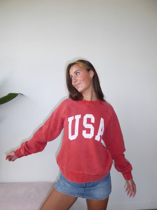 Red USA Crewneck Sweatshirt