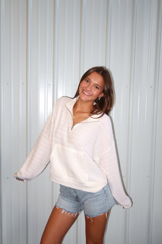Coconut Ivory Mixed Knit Baja Top