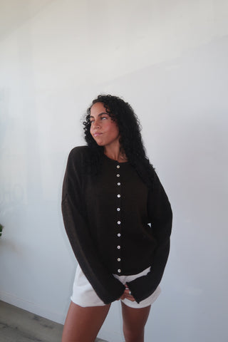 Chocolate Button Down Cardigan