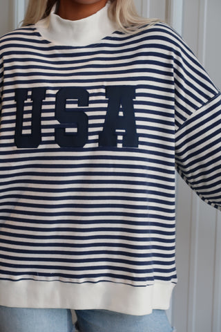 USA Navy Striped Mockneck
