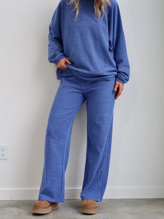 Blue & White Striped Lounge Pants
