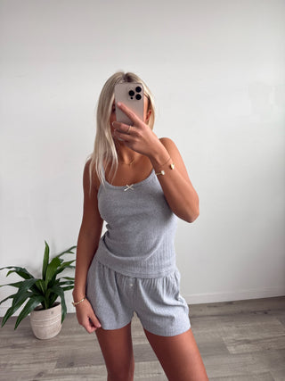 Grey Pajama Tank With Bow