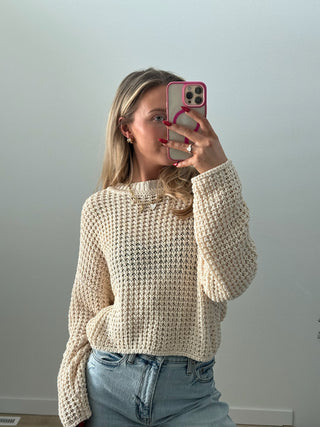 Cropped Open Knit Sweater