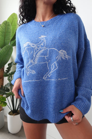Royal Blue Horse Sweater