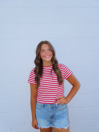 Red Stripe Short Sleeve T-Shirt