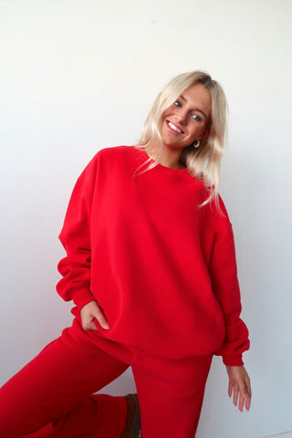 Red Staple Oversized Crewneck