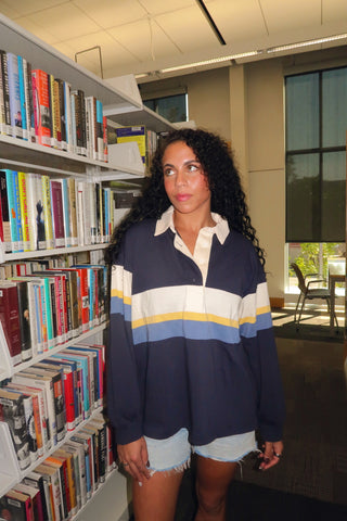 Oversized Navy Collared Long Sleeve