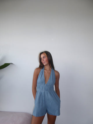 Denim Halter Romper