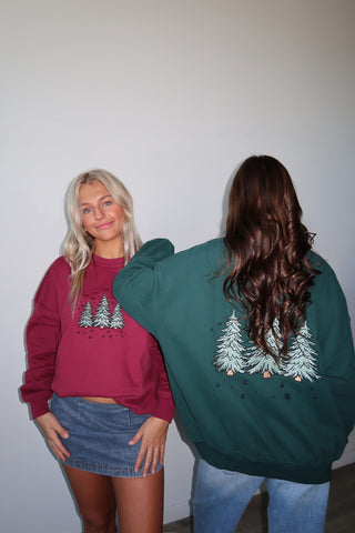 Burgundy Christmas Tree Crewneck