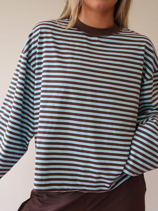 Blue & Brown Striped Long Sleeve