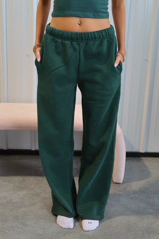 Dark Green Staple Wide Leg Sweatpants