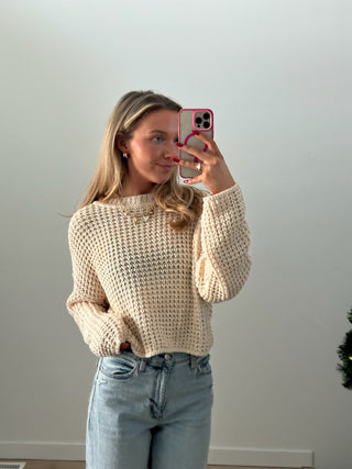 Cropped Open Knit Sweater