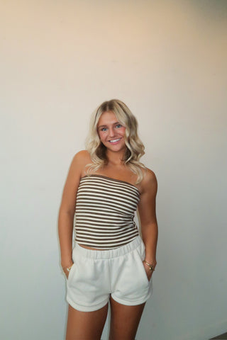 Brown Striped Cozy Tube Top
