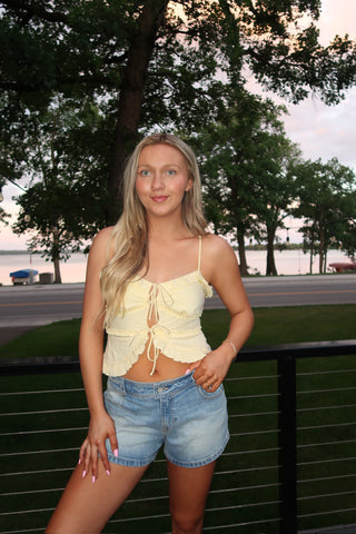 Butter Ruffled Spaghetti Strap Cami Top