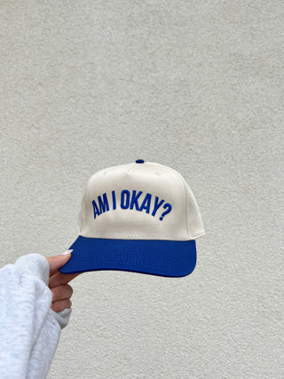 Megan Royal Blue “Am I Okay?” Trucker Hat