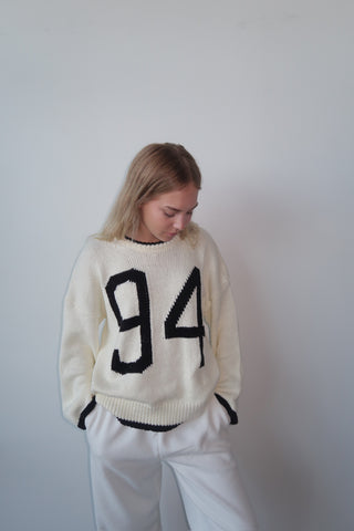 Knit “94” Cream & Black Jersey Sweater