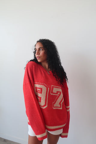 Cozy Knit “97” Varsity Pullover