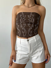 Load image into Gallery viewer, White Denim Shorts With Brown Suede Stars
