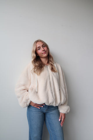 Fuzzy Hooded Zip-Up
