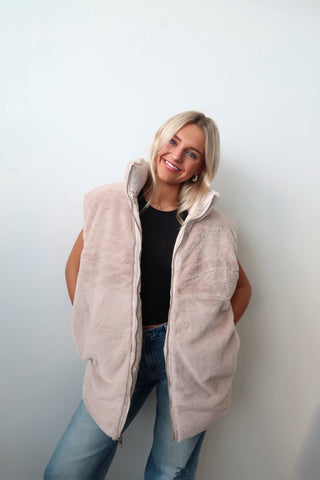 Oatmeal Reversible Puffer Vest