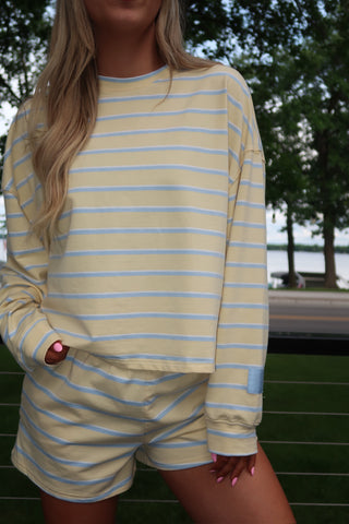 Yellow/Baby Blue Striped Lounge Long Sleeve