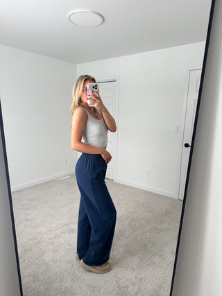 Long Midnight Blue Staple Wide Leg Sweatpants