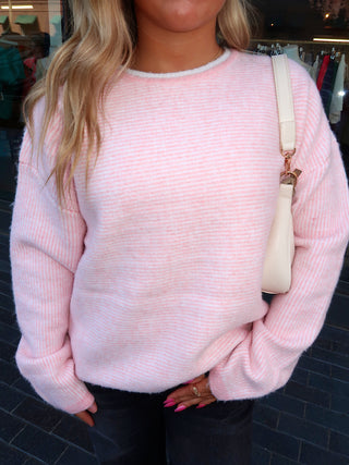 Pink & White Striped Sweater
