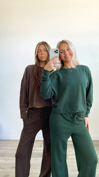 Deep Forest Butter Soft Dropped Shoulder Crew Neck