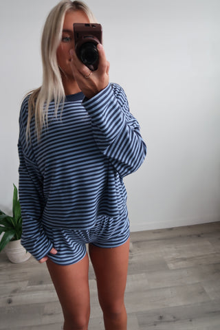 Cozy Blue Striped Shorts