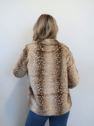 Deer Print Fur Coat