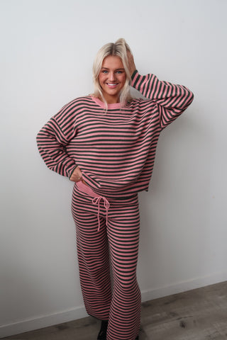 Pink & Green Stripe Sweater Pants