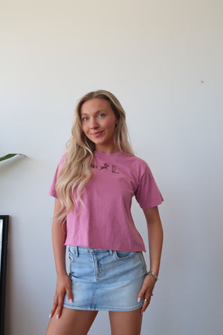 Pink Western Trio Cropped Tee Shirt