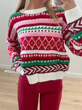 Load image into Gallery viewer, Red Multicolor Sweater
