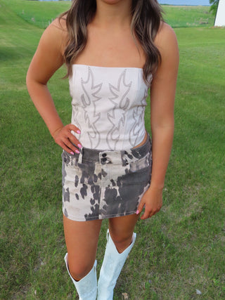 Hidden Peyton Cow Print Micro Mini Skirt