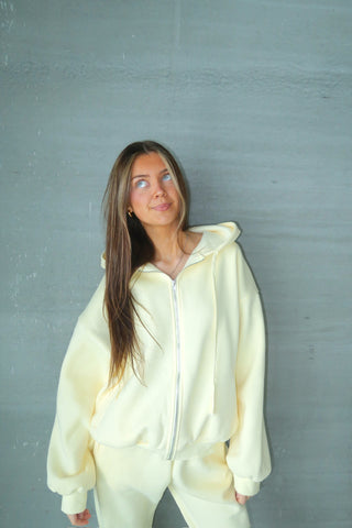 Pale Yellow Staple Oversized Zip Up