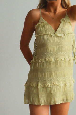 Light Sage Textured Mini Dress