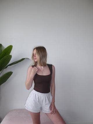 Chocolate Square Neck Bodysuit