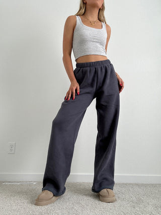 Long Steel Grey Staple Wide Leg Sweatpants