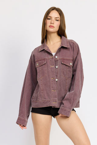 Berry Oversized Denim Jacket