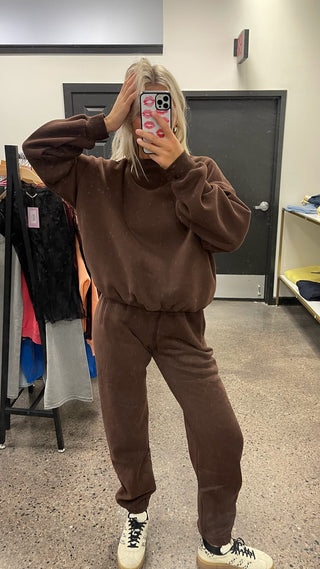 Dark Brown Staple Joggers