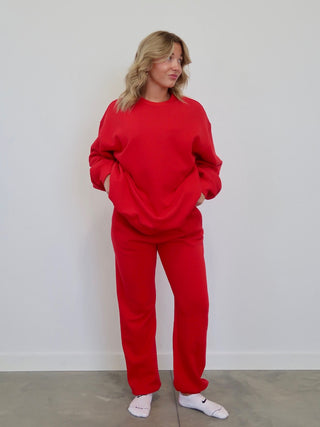 Red Staple Oversized Crewneck